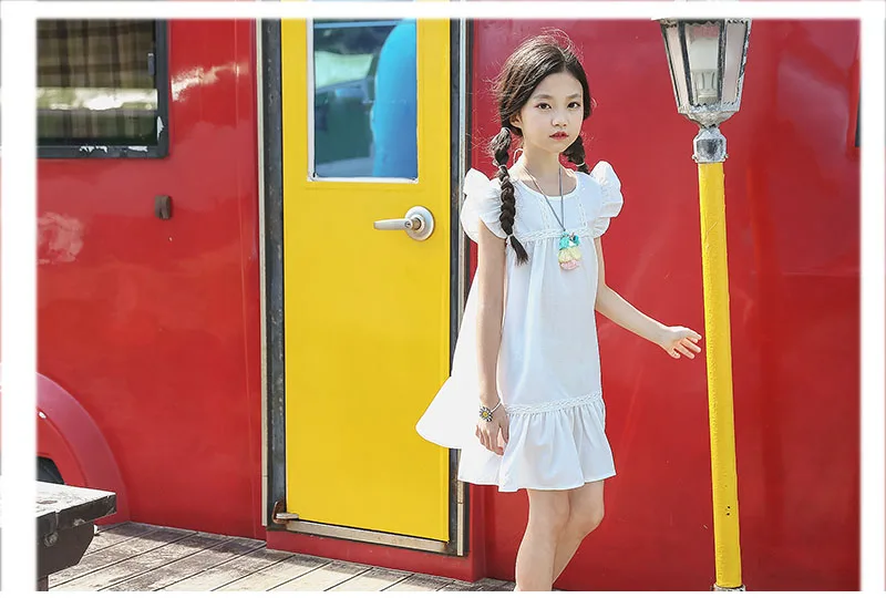 baby big girl dress kid petal sleeve knee length party dresses for girls clothes new 2018 white pink girls summer dress clothing (4)