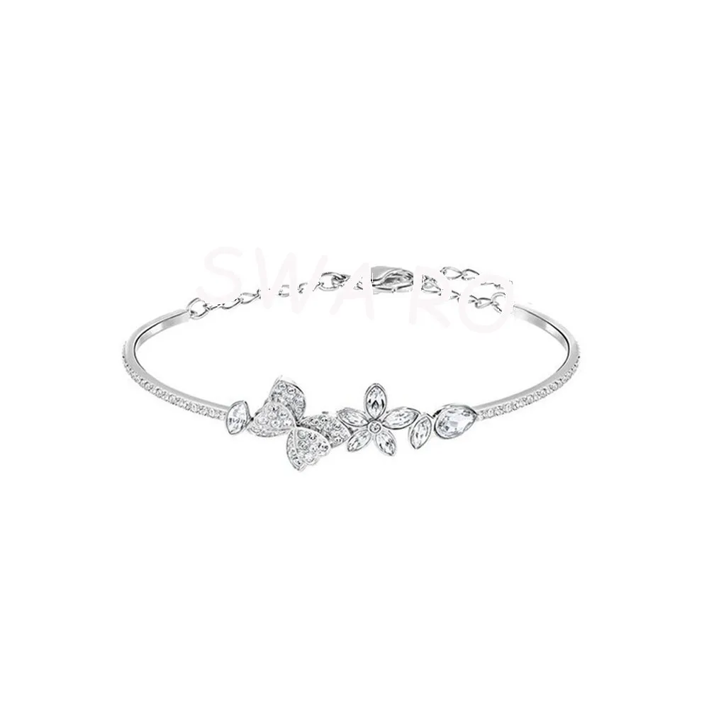 

SWA RO 2019 Asian Fashion Style New EDEN Bracelet Shiny Butterfly Flower Crystal Female Bracelet Romantic Luxury Jewelry Gift