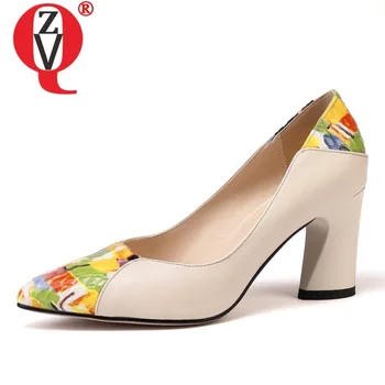 

ZVQ hot sale woman shoes autumn new fashion sexy pointed toe genuine leather woman pumps outside high heels mixed colors shoes