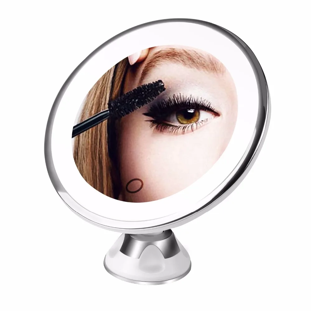 

10x Magnifying LED Lighted Makeup Mirror with 15 led lights Portable Cordless Compact Travel Mirror 360 degree swivel rotatable