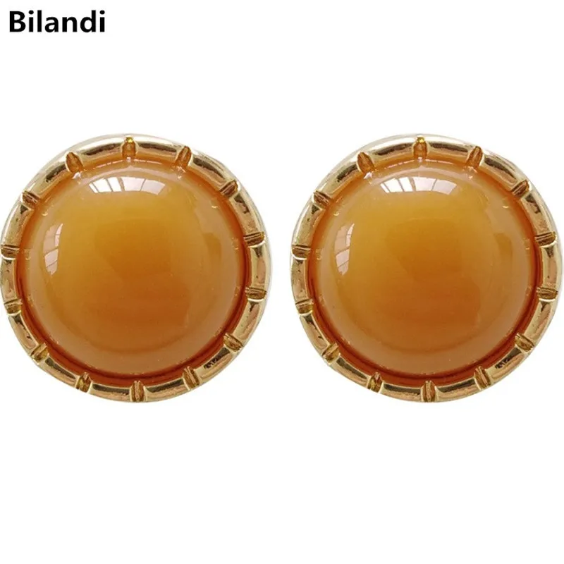 

Pretty Japan and Korea Compact Geometry Round Resin Stud Earrings For Woman Jewelry