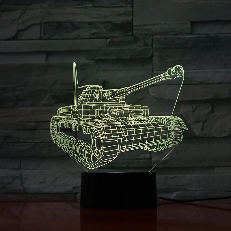 

Table Lamp Tank 3D Illusion USB Touch Sensor RGB 7 Color Changing Child Kid Gift FPS Game Weapon Night Light LED desk Decoration