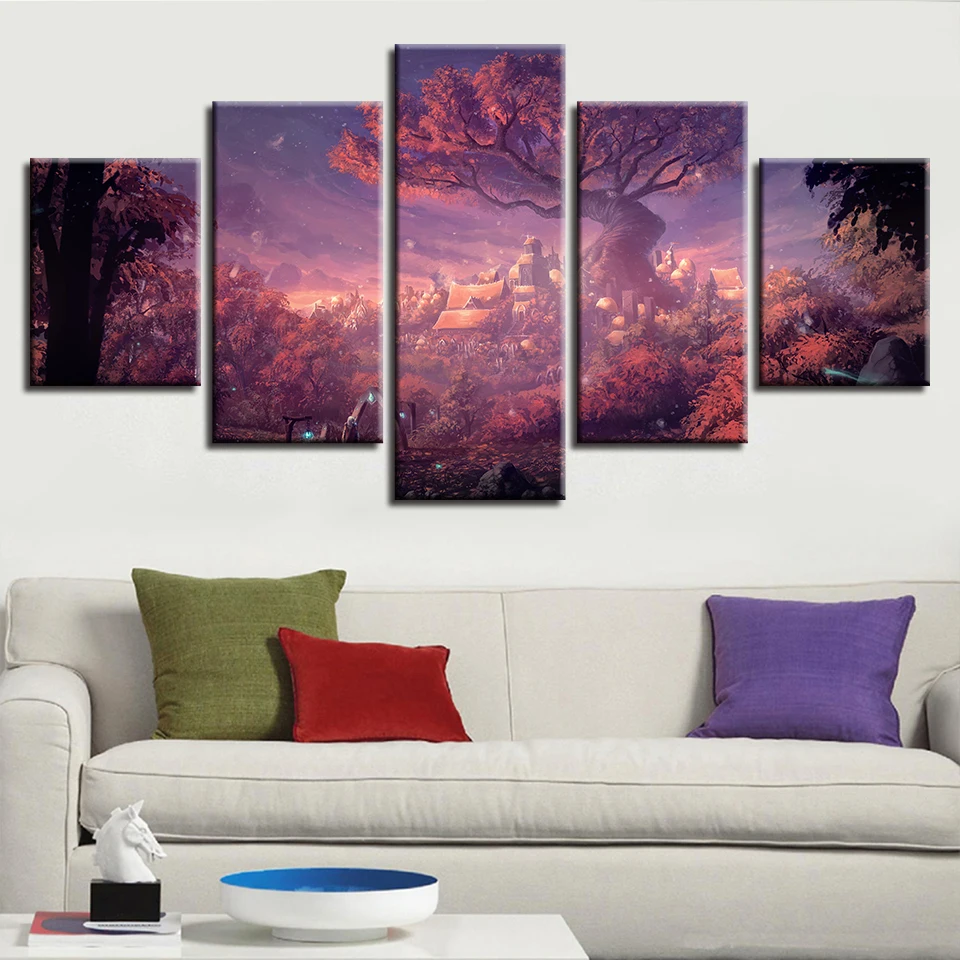 

Framework HD Printed Modern Wall Art Canvas 5 Panel Forest Nature Landscape Home Decor Living Room Painting Modular Pictures