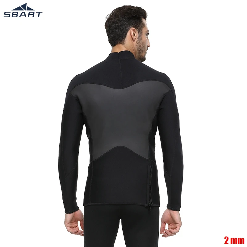 SBART Мужская Черная куртка для дайвинга 2 мм неопреновый нейлоновый пуловер эластичный сохраняющий тепло костюм для дайвинга зимняя одежда для плавания футболка для дайвинга