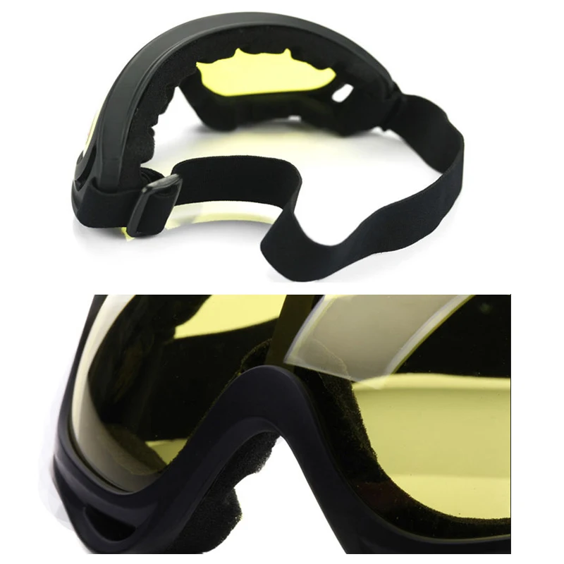 1PC Outdoor Goggles Riding Motorcycles Sports Goggles Windshield Fans Tactical Equipment Ski Glasses Yellow Lens Night