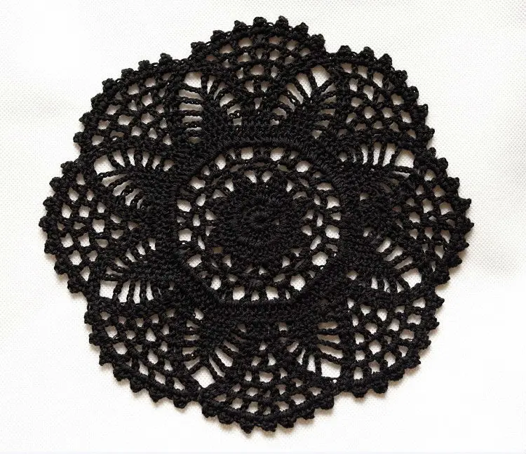 

2pcs/lot Gothic Black Crocheted Tablecloth Doliles Placemats 8.3inches(21cm)