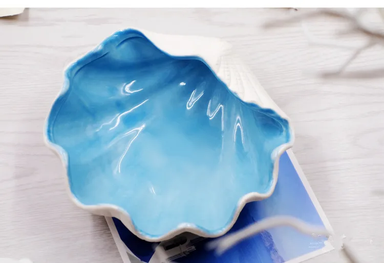 Керамическая тарелка в океанском стиле, сине-белая фарфоровая посуда, пожизненное блюдо, миска, ювелирный держатель, пепельница, американский европейский стиль