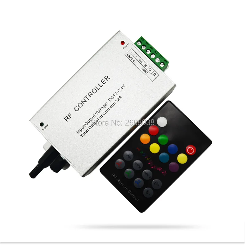 18 Key RGB Led Music Controller DC12V 24V Audio Sound 3 Channel*4A 12A RF 433.92mhz Wireless Remote to Control Strip Light