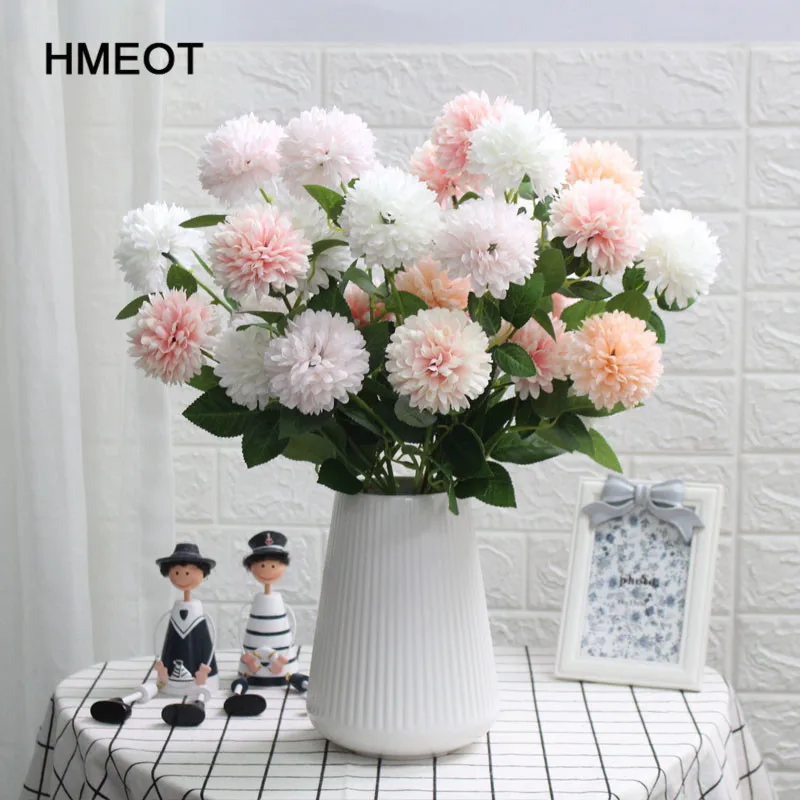 

3 branch Hydrangea chrysanthemum Hotel Wedding background Arrange decoration flower Photography props silk artificial flowers