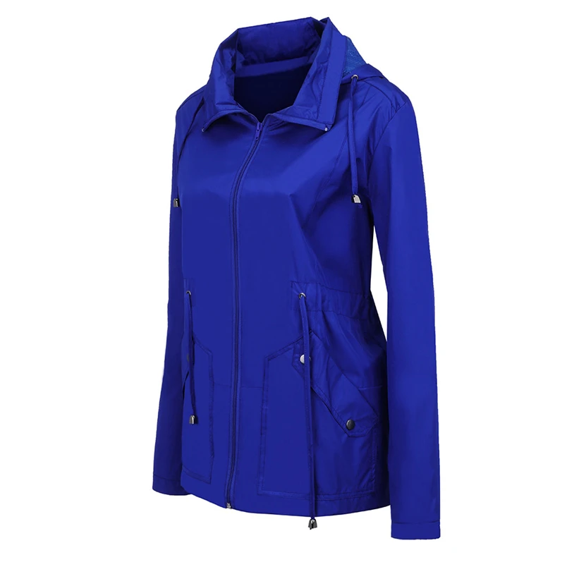 Women Jacket Fashion Cloth Casual Coat Winter Hooded Long Sleeve Lightweight Rain Jacket Raincoat Trench Overcoat #FS#4NV01 (6)