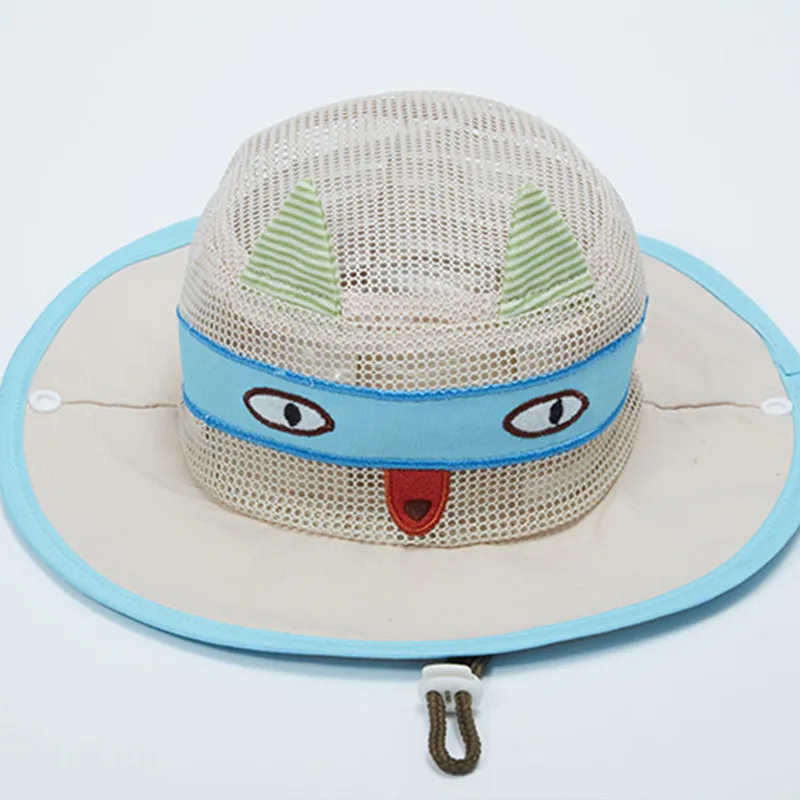 Cat Pattern Baby Sun Bucket Hat with Wide Brim Toddler Boys Girls Summer UV Protection CapsMesh Breathable Comfortable Chinstrap (6)