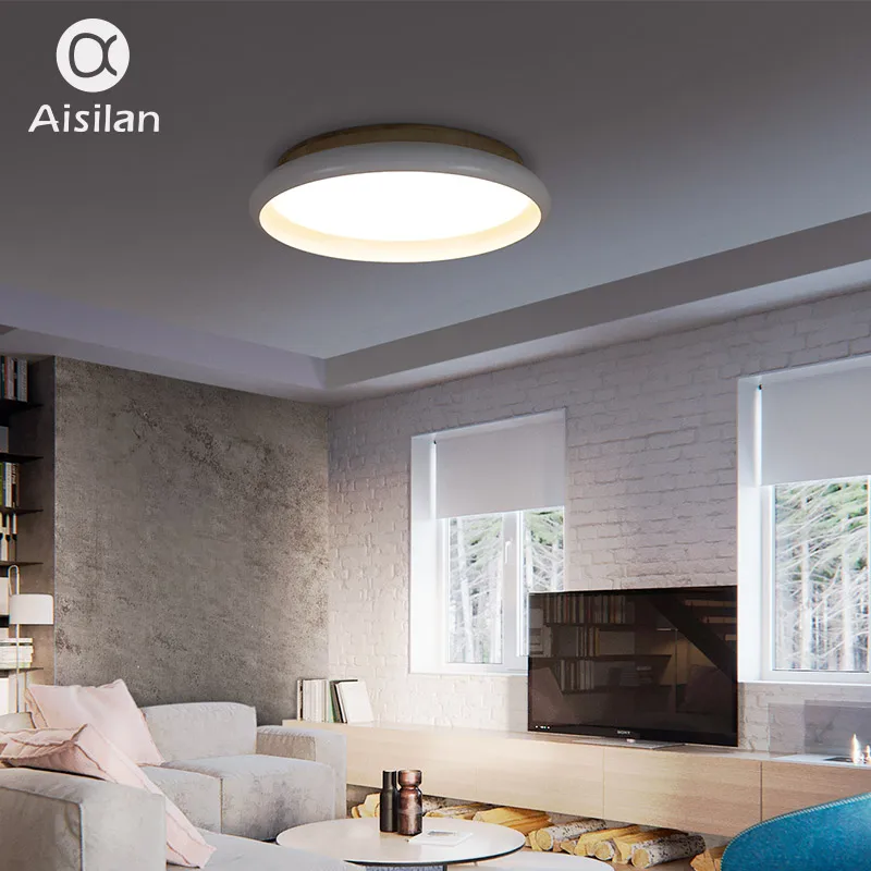  Aisilan LED Ceiling Light Nordic Style Lamp Living Room Lighting Fixture Bedroom Kitchen Foyer Wood - 32963115637