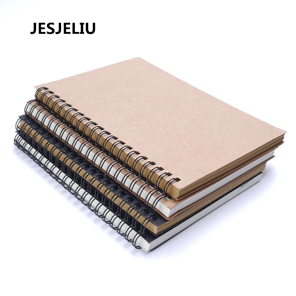 

2022 NEW Hard Back Spiral Bound Coil Sketch Book Blank Paper Kraft Sketching Paper DIY Notebook Loose Leaf Memo Pads notebook