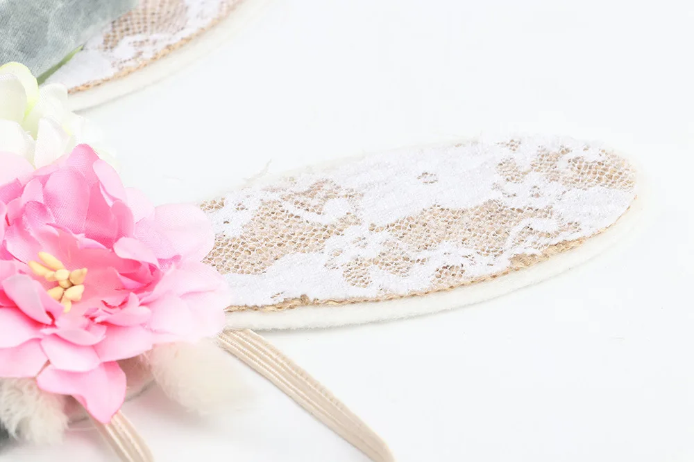 Coroa de Flores de Renda Comedor de Bebê Coelho Bebê Recém-nascido Foto Props Infantil Fotografia Aniversário Headwear Crianças Flor Headbands Tieback 10 High Quality Mamãe e Bebê
