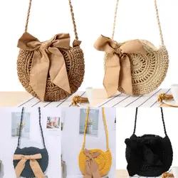 Женская Ручная тканевая сумка круглая ротанговая соломенная в богемском стиле пляжная круглая пляжная сумка