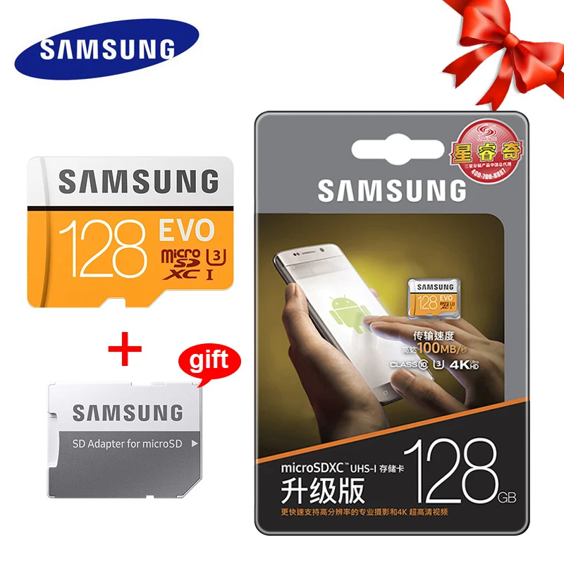 Samsung EVO UHS-3 карта памяти 256 ГБ 128 Гб 64 Гб Micro sd карта 32 Гб класс 10 флэш TF карта памяти Microsd SDXC высокая скорость для 4K - Емкость: 128GB