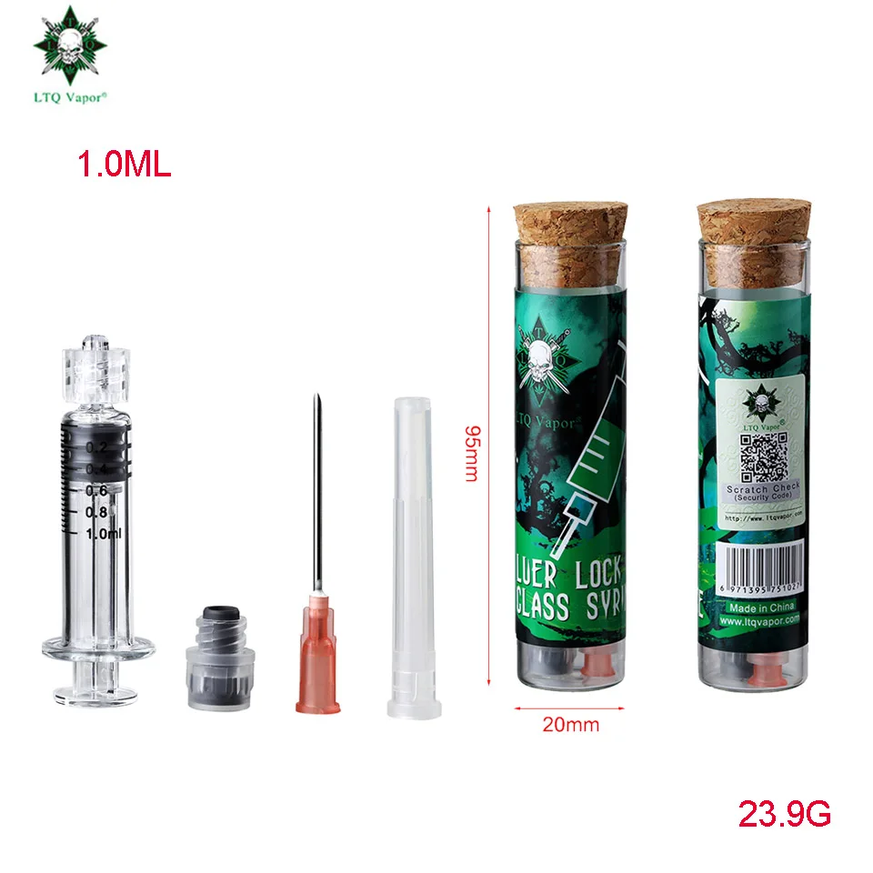 1ML Newest glass syrince 1.0ML 2.0ML For CBD Oil Glass Cartridge Luer lock CBD Accessories With Clean and Safe Package VAPE bottles