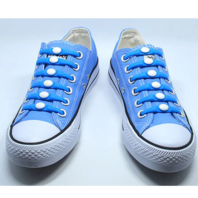 JUP1-12 Sets(12 Root/Set)Pure White Lace Shoelace Flat Elastic Silicone Men Women Sneakers Sport Basketball Running Shoes Round