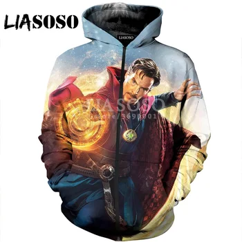 

LIASOSO 3D Print Women Men Super Hero Doctor Strange Hooded pull over Hoodies Sweatshirts Casual Zipper Jacket Harajuku X0757