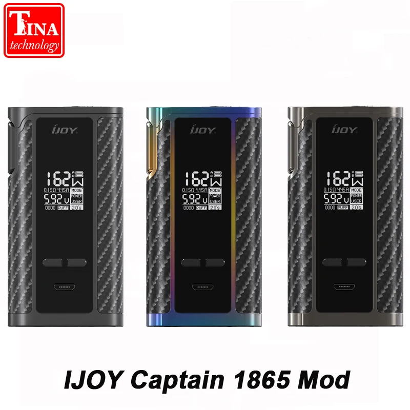 

Original IJOY Captain 1865 TC Box MOD No 18650 Battery Max 162W Output Firmware Upgradable Electronic Cigarette Mod Vs PD1865