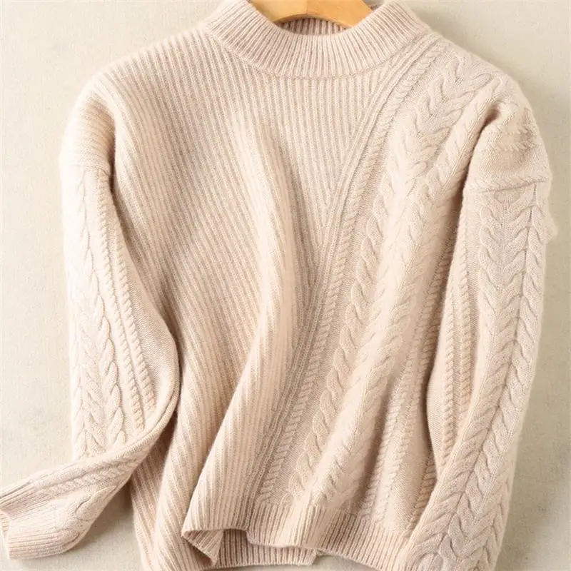 Gejas Ainyu 2018Autumn Winter turtleneck sweater Women's sweater Thicken Loose Cashmere sweater women pullover women knitting - Цвет: Beige