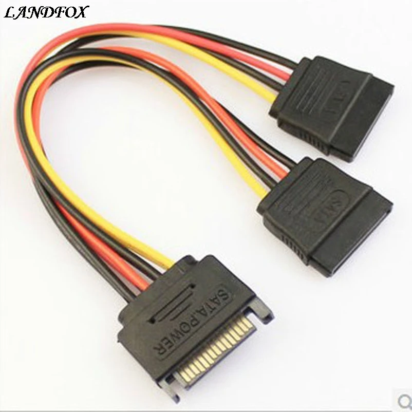 15 pin SATA Штекерный штекер на 2 гнездовых внешний жесткий диск разветвитель