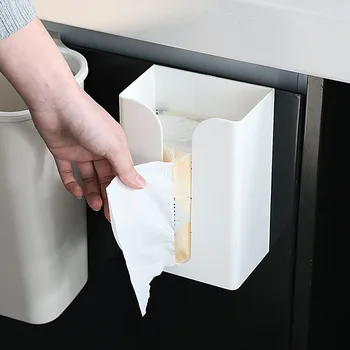 

Pure Color Punch-free Toilet Tissue Box Paste-type Reel Rectangular Plastic Paper Case Container