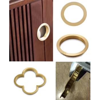 

Solid Brass Round Flower Pattern Recessed Face Mount Grommet Finger Pull Knob Sliding Door Cable Organizer
