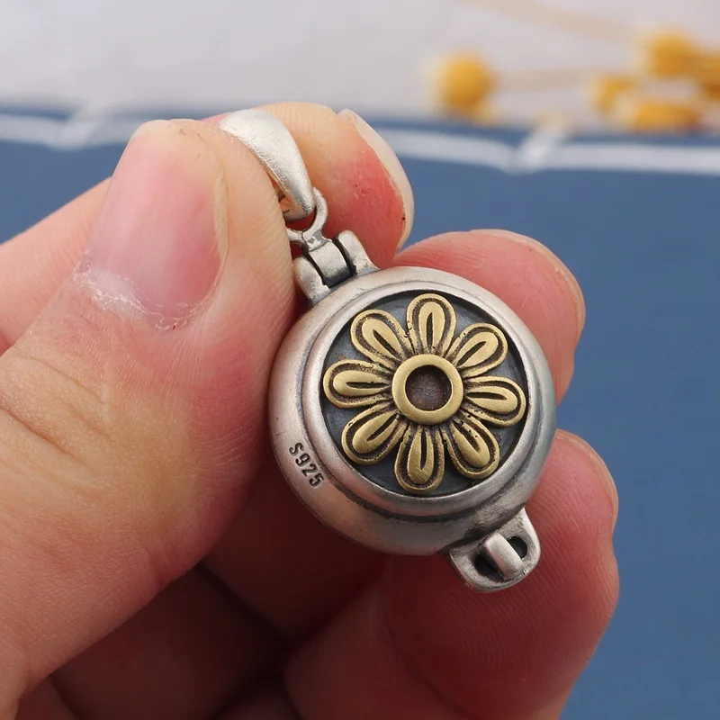 

2019 Cluci Cage Pendants Heitai Wholesale S925 Necklace Retro-dumb Sunflower Gawu Box Pendant New Products For Men And Women