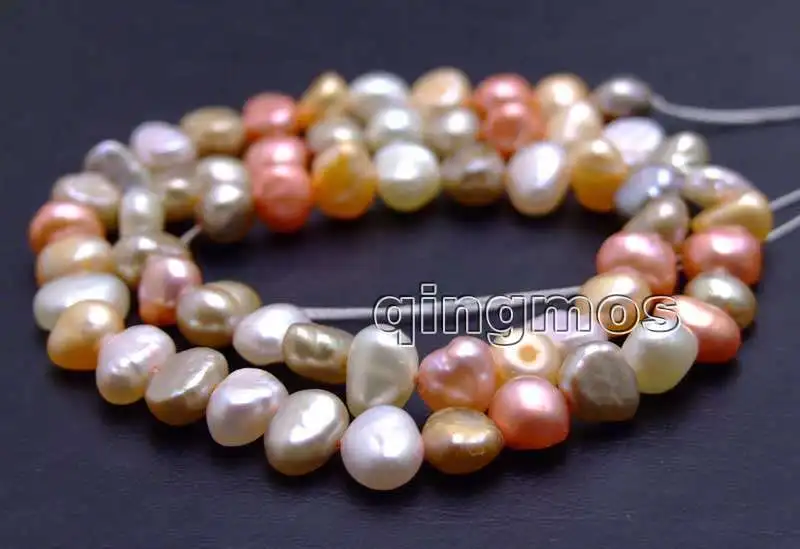 4-7mm multicolor Baroque Natural Freshwater Pearl Loose Beads Strand 14''-los737 