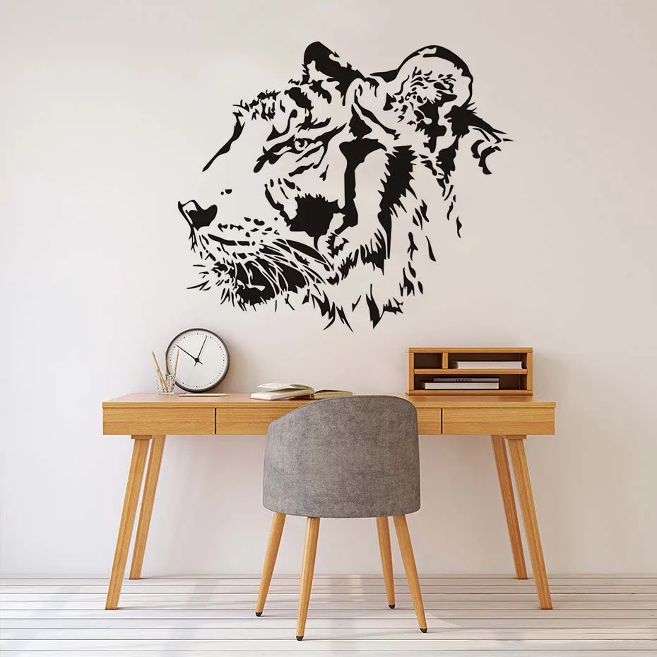 Tiger Head Silhouette Wall Stickers For Kids Rooms Wild Animal Vinyl