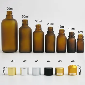 

20pcs Frosted amber essential oil bottle 10ml 30ml 50ml brown glass bottle with dropper insert and screw cap cosmetic bottle
