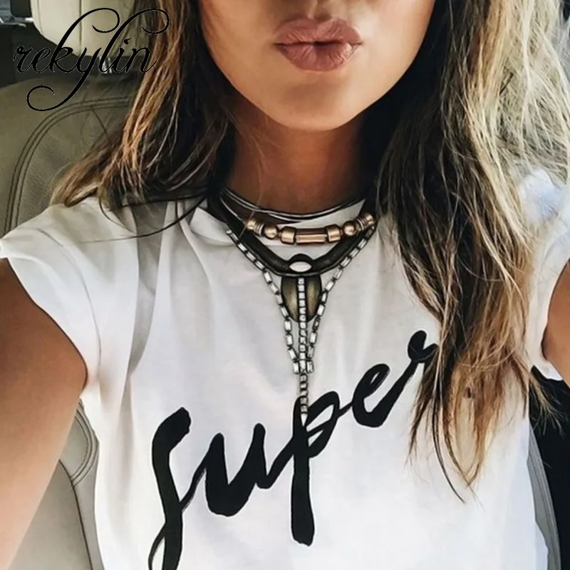 2019 جديد تيشيرت صيفي النساء Supes عالية القطن أزياء إلكتروني طباعة عارضة تريكو قصيرة الأكمام الشرير تيز قميص 2 الألوان