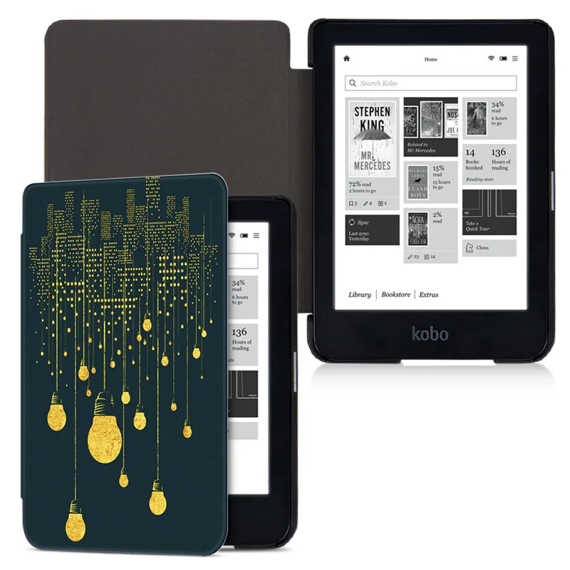 Магнитный чехол AROITA Smart Cover, новинка, 6 дюймов, Kobo Clara, HD, E-reader, с функцией автоматического пробуждения/сна, для kobo clara, hd, Ультратонкий чехол - Цвет: City Lights