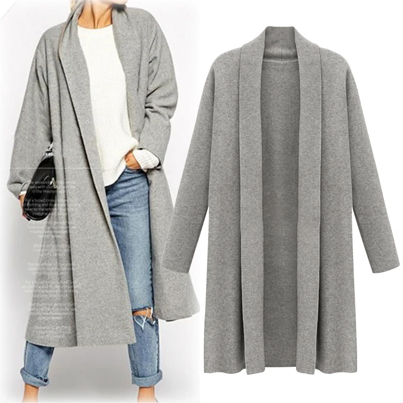 Autumn Winter Plus size XL-5XL Women Sweaters Knitwear Solid Long Sleeve Cardigans Knitted Sweater Open stitch Coat (2)
