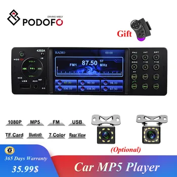 

Podofo 1 Din Car Stereo 4 Inch Auto Radio 4202A Bluetooth Autoradio USB SD Aux FM Receiver Handsfree In-dash HD MP5 Video Player