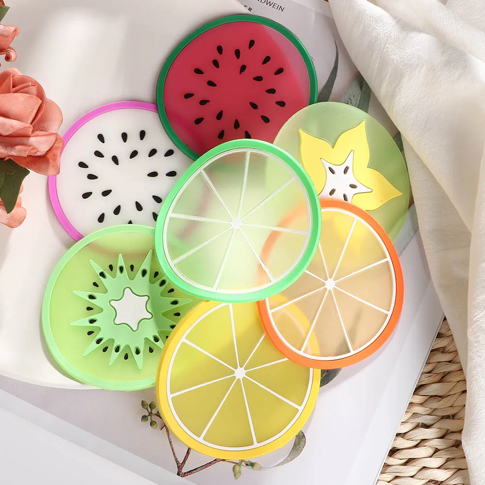 

7 Style Colorful New Cute Silicone fruits Coaster Novelty Cup Cushion Holder Drink Placemat Mat Home Garden