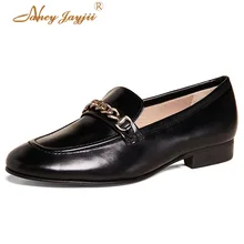 Женская обувь на плоской подошве; сезон лето-весна-осень; Лоферы без шнуровки; прошитая обувь с круглым носком; модные вечерние туфли для отдыха и офиса с металлическими украшениями; размер 44