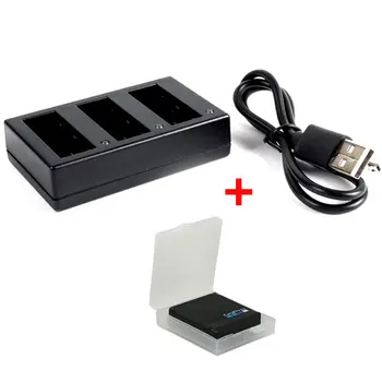 

Go Pro 5 Accessories 3-Slots USB Battery Charger LED Light for Gopro Hero 5 AHDBT-501 Battery + Battery Storage Box Container