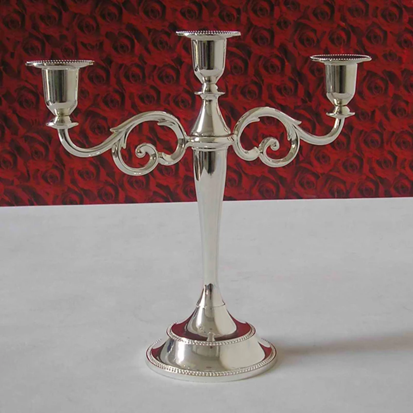 H 25 cm Metal Silver Alloy 3 Branch Candelabrum Candelabra Candle