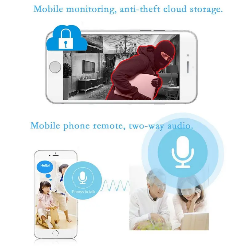 1080P HD Mini 360 Degree Panoramic Wifi Wireless IP Camera Fisheye Night Vision