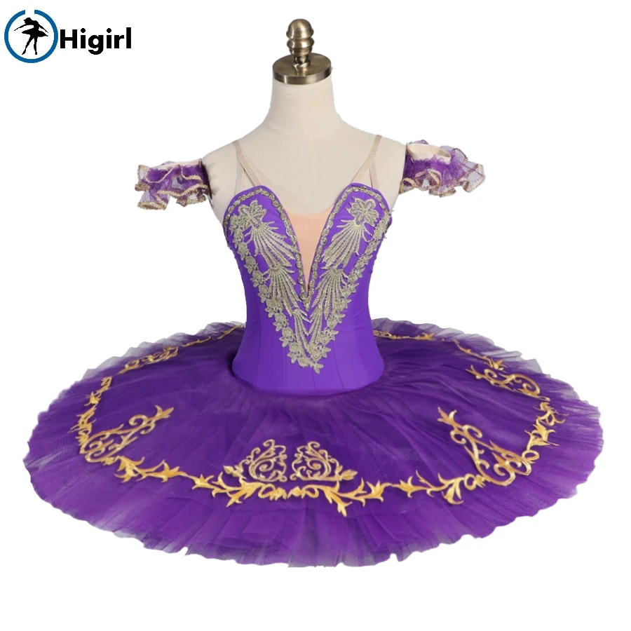 Purple gold Performance Ballet Stage Dance Tutu Women Girls Pancake Tutu Platter Professional Ballet Tutu For Child BT9170