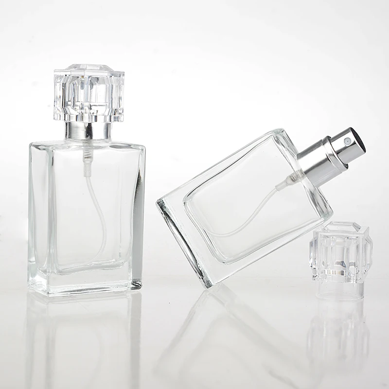 

1 Piece 30ML Fashion Portable Transparent Glass Perfume Bottle With Aluminum Atomizer Empty Cosmetic Case For Travel