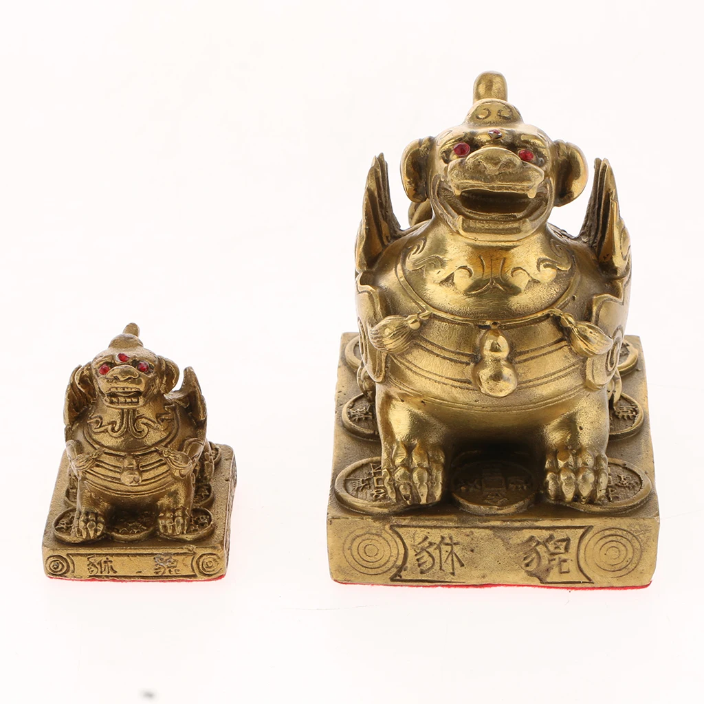 Chinese Copper Brave Troops Lucky Fortune Wealth Home Decoration Pi Xiu Brass Feng Shui Furnishing Articles