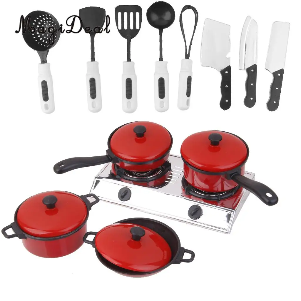 MagiDeal Hot Product 1Set Plastic Kitchen Cookware Kitchenware Set for Dollhouse Children Kids Pretend Play Toys Birthday Gift