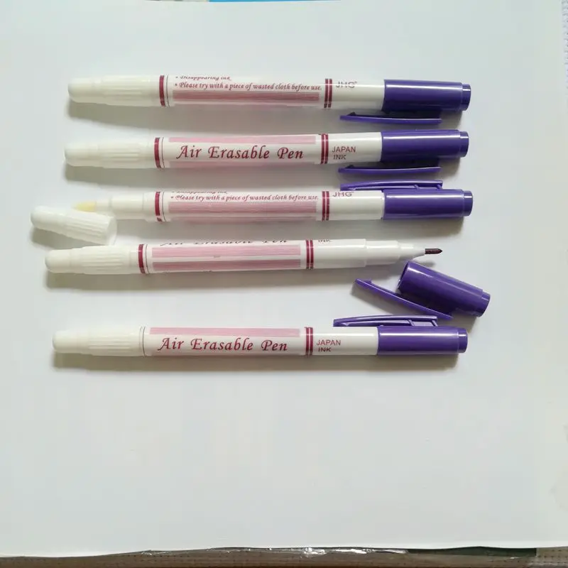 JHG Two Side Purple Air Erasable Pen With Eraser 5 Pcs Fabric Paint Marker Auto-Vanishing Pen Markers Replace Tailor's Chalk Pen4