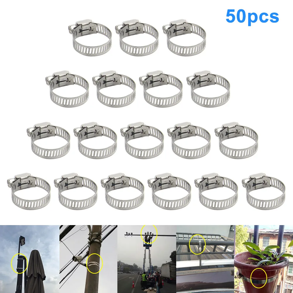 50 Pcs Clips Hose Clamps Stainless Steel Durable Portable Fixed Oil Tubes Water Pipe DXY88 | Автомобили и мотоциклы