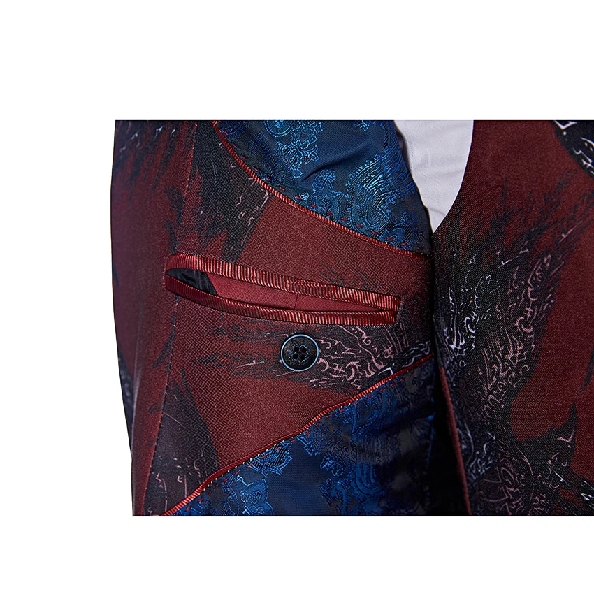 New Design Printed Groom Tuxedos 2 buttons Groomsman Suit Made Man Suit Stage Wear wedding suits (Jacket+pants)