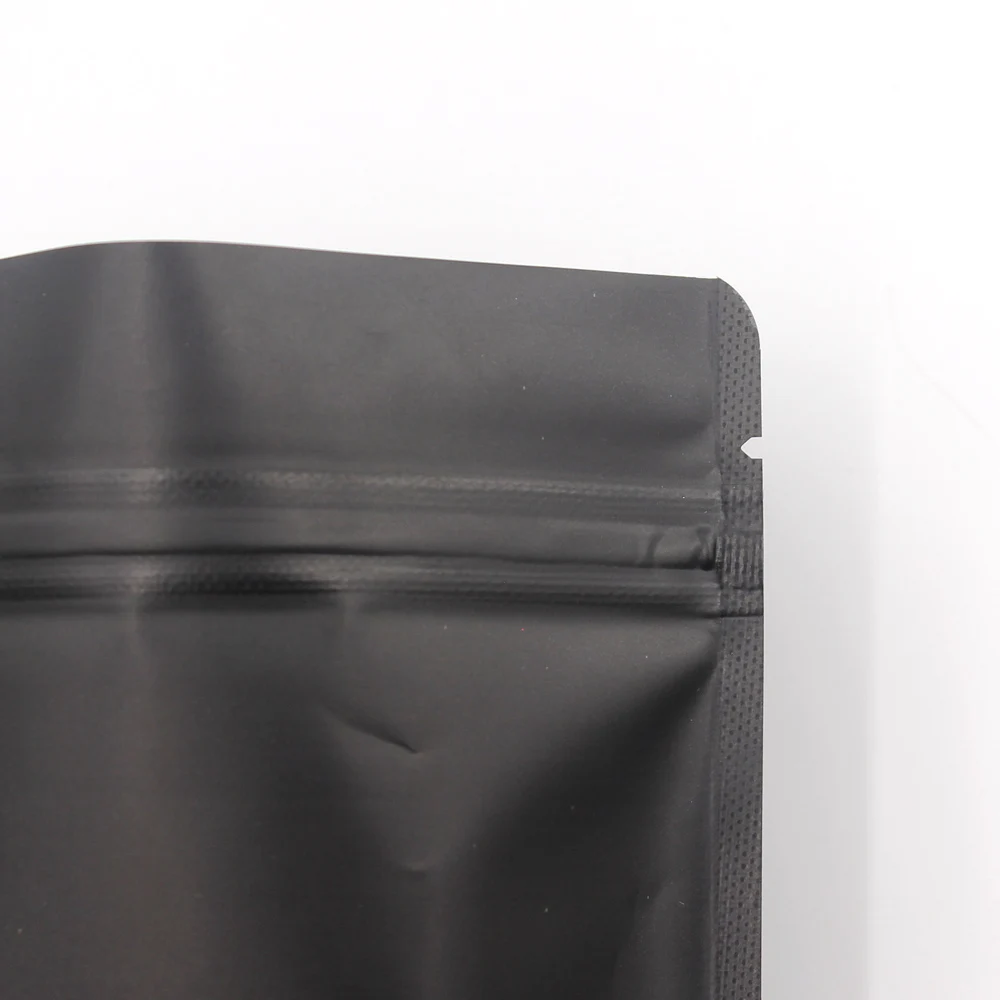 Multi-size 50pcs Heat Sealable Zipper Top Food Coffee Storage Bags Matte Black Aluminum Foil Stand Up Zip Lock Plastic Bag Pouch 6
