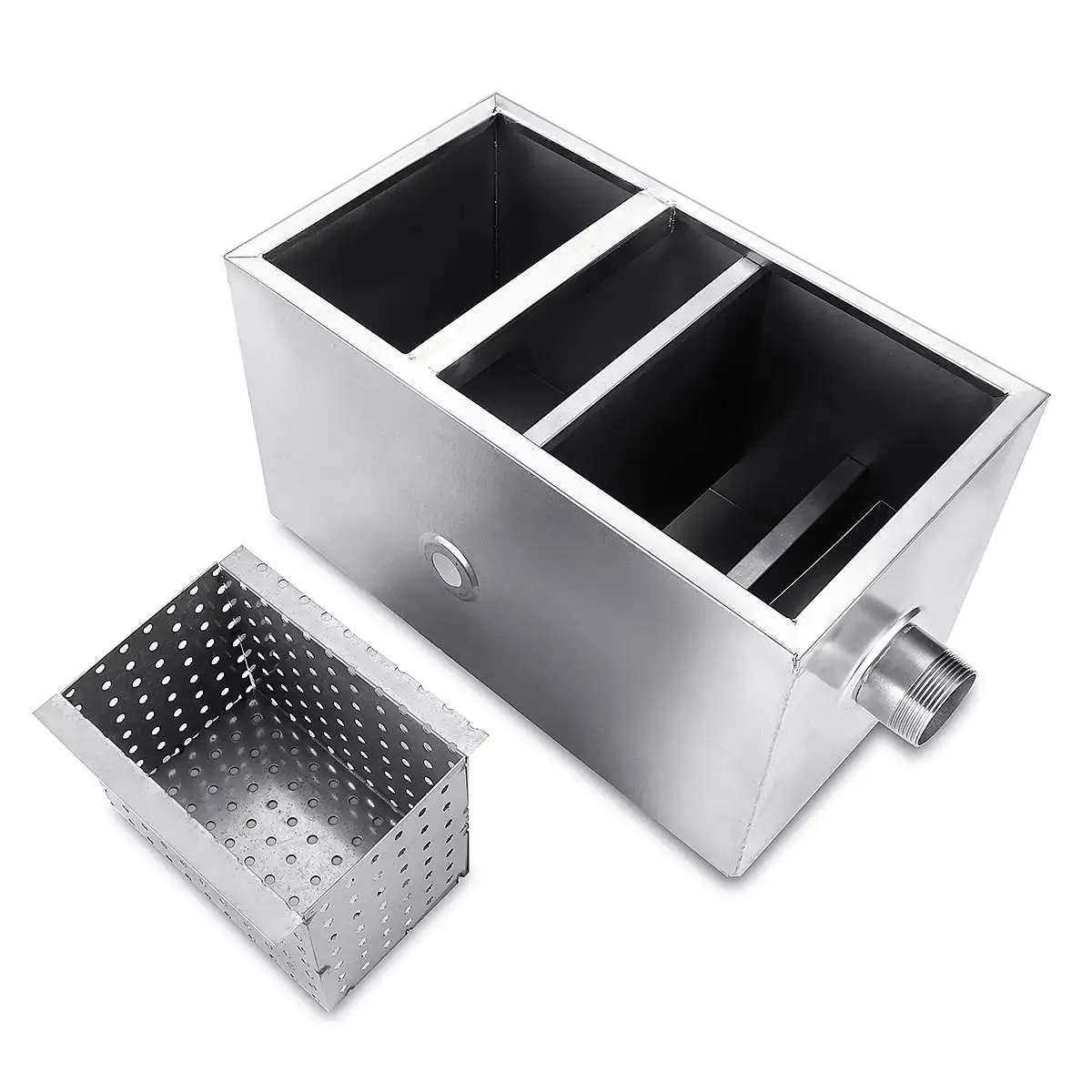  350*200*200mm Stainless Steel 8LB Grease Trap Interceptor Oil Water Separator For Restaurant Kitche - 33040382397